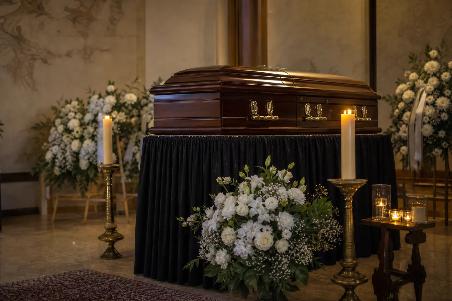 structura funerara inalta cu sicriu intr-o capela din Bucuresti